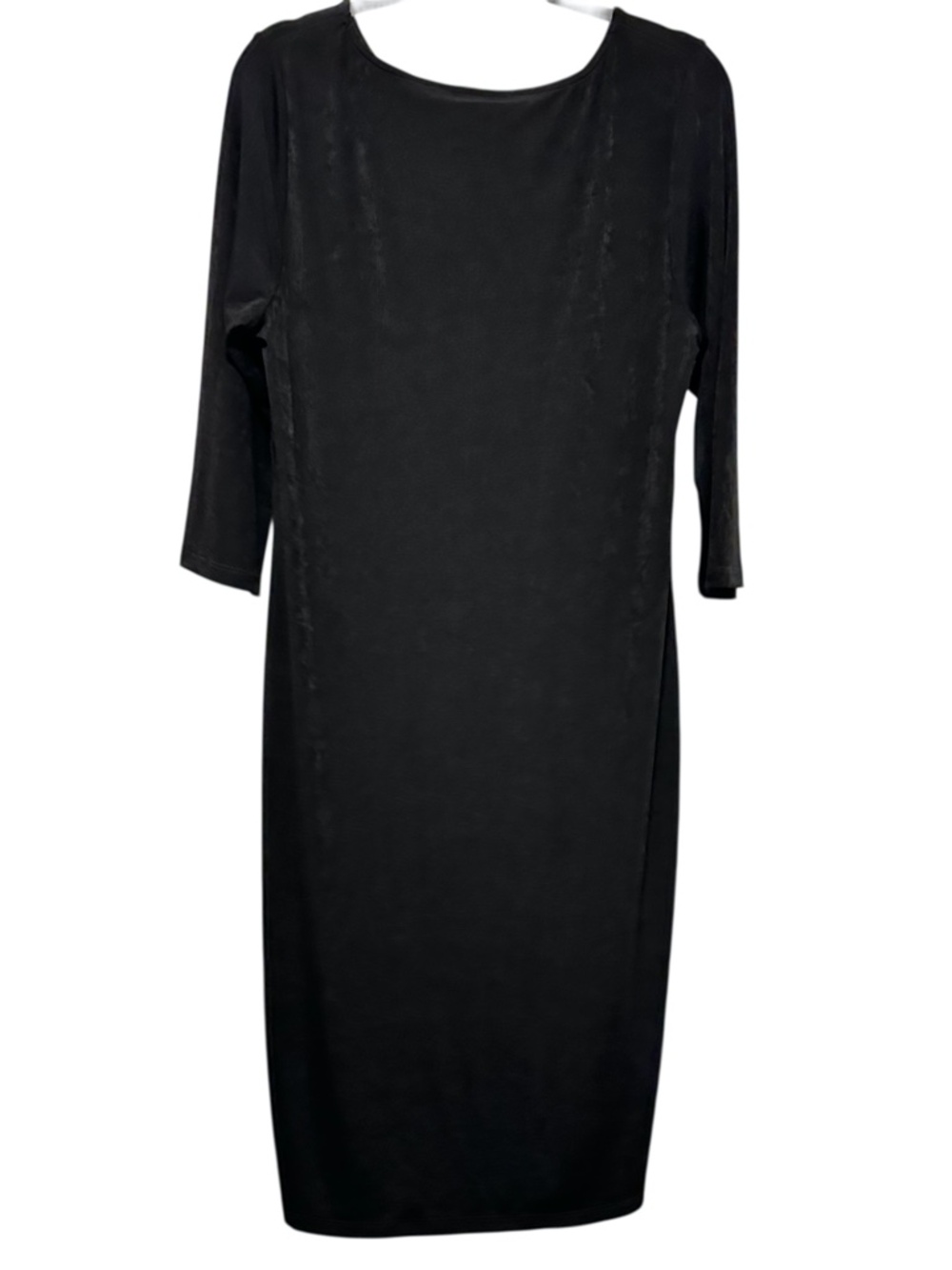 Chico's Black Heavy Crepe Jersey Knit Sheath Dress 3/4 Sleeve Size 2 L - Picture 2 of 5